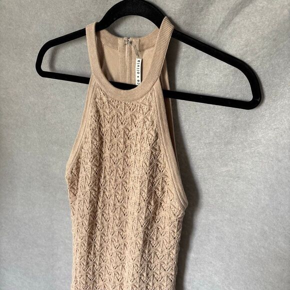 Alice + Olivia Lulu Halter Fitted Wool-Blend Midi Dress - Picture 6 of 6